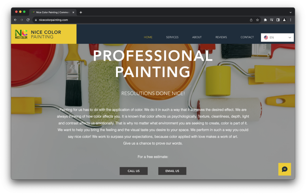 nice color painting homepage developed by Jorge Mera Sr. Web Developer