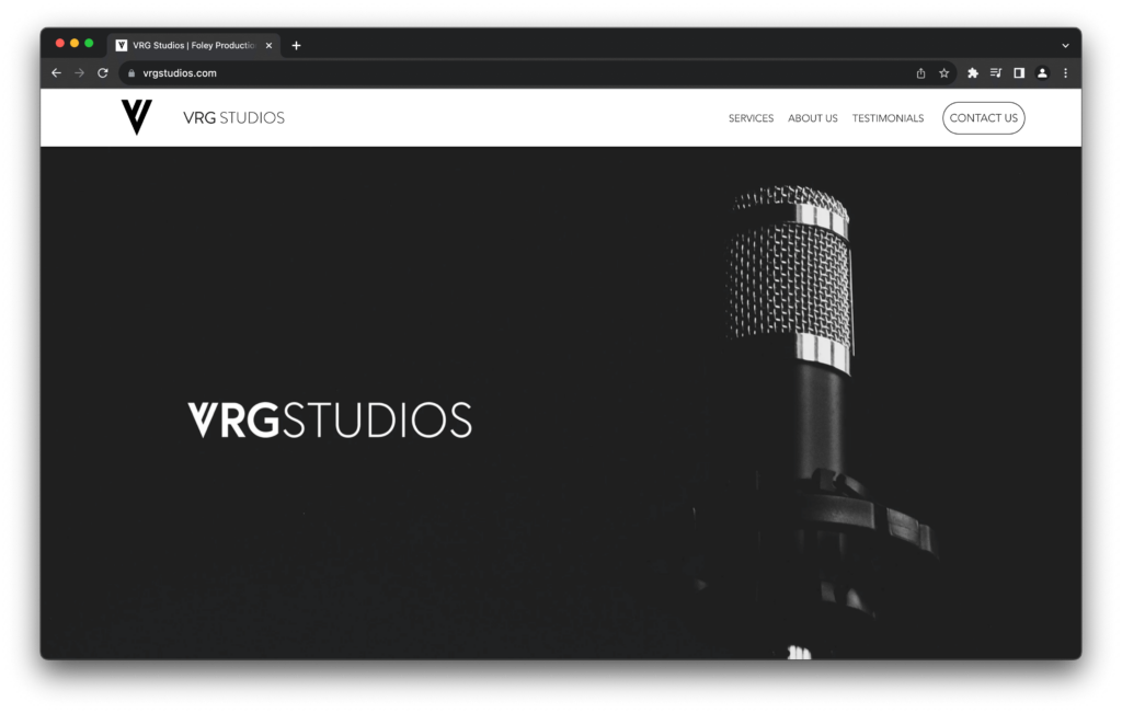 vrgstudios homepage developed by Jorge Mera Sr. Web Developer